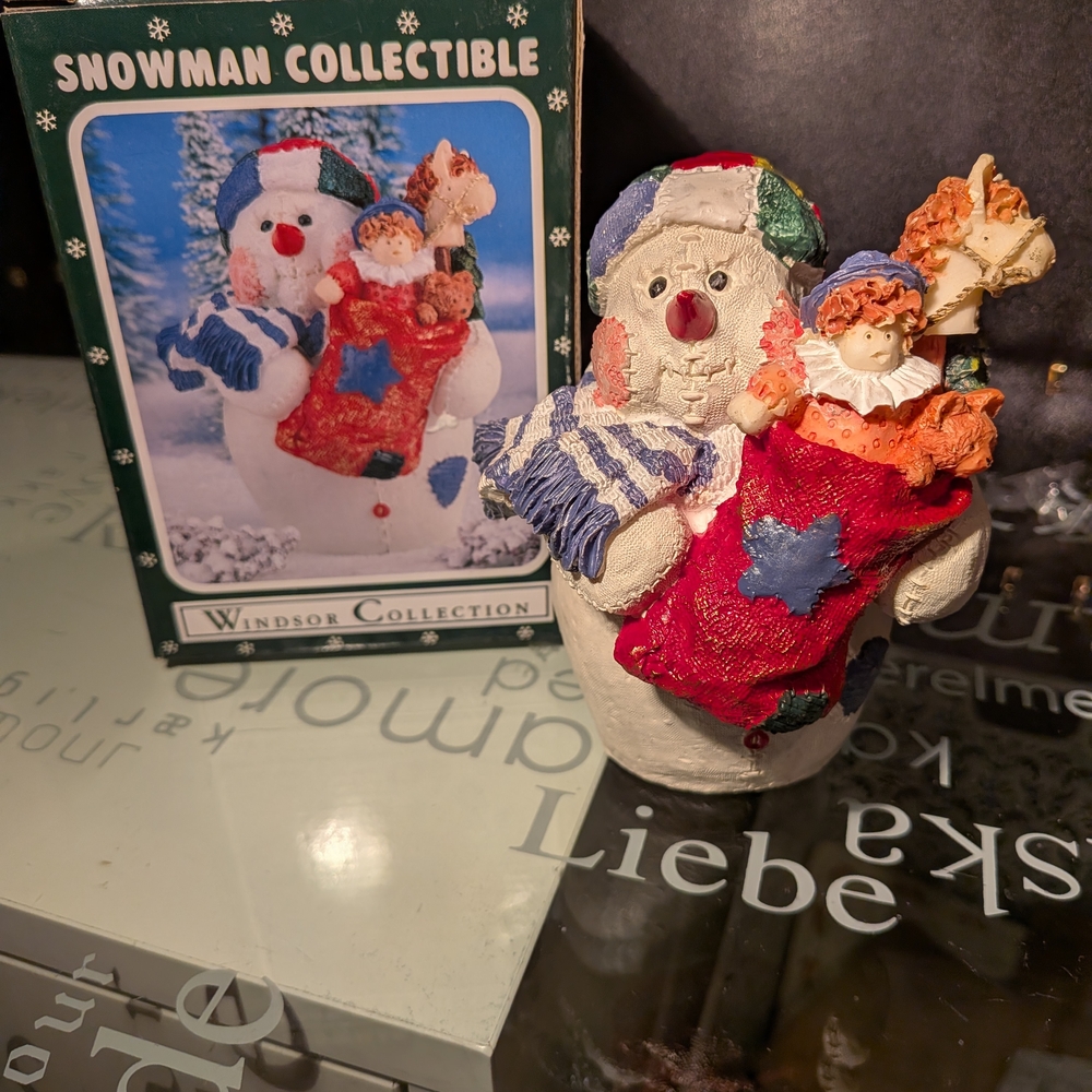 Snowman Collectible with Red and Blue Accents